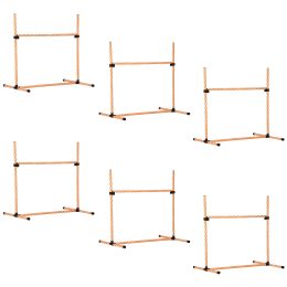 PawHut 6 Piece Dog Agility Training Set with High Jump Hurdle Bar Adjustable Height Carry Bag Whistle Orange