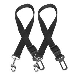 2Pcs Pet Dog Seat Belt Leash Adjustable Pet Dog Cat Safety Leads Harness Car Vehicle Nylon Fabric Seatbelt Strap (Option: Black-2Pc)